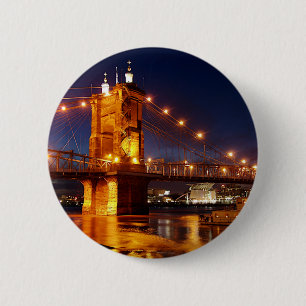 Macaron Rond 5 Cm Pont sur la rivière Ohio à Cincinnati dans l'Ohio