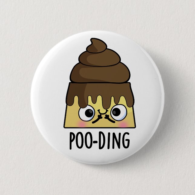 Macaron Rond 5 Cm Poo-ding Funny Poop Pudding Pun (Devant)