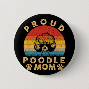 Macaron Rond 5 Cm Poodle Maman Cadeaux J'Aime Mon Chien Maman Maman