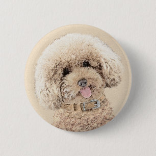 Macaron Rond 5 Cm Poodle Miniature Toy Apricot Crème Chien Brown Art
