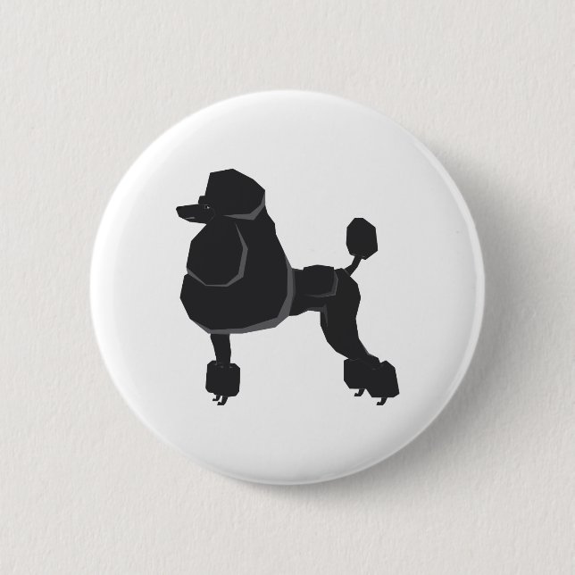 Macaron Rond 5 Cm Poodle noir (Devant)