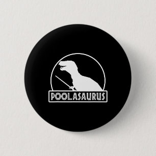 Macaron Rond 5 Cm Poolasaurus Joueur de Billard Dinosaure Snooker Hu
