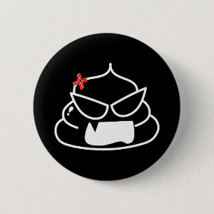 Macaron Rond 5 Cm Poop en colère - Brootsch le PooPoo
