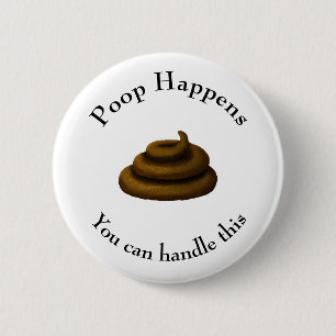 Macaron Rond 5 Cm "Poop Happens" Customizable Philosophical Message