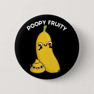 Macaron Rond 5 Cm Poopy Fruit Funny Fruit Banana Pun Dark BG