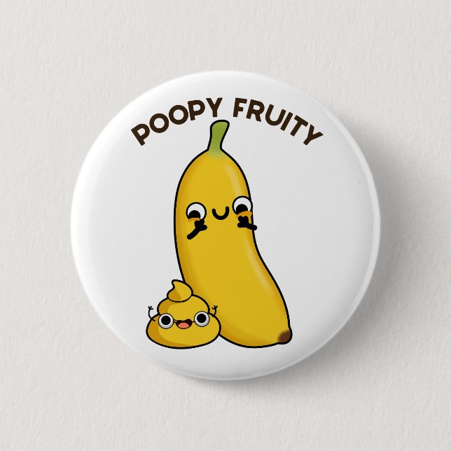 Macaron Rond 5 Cm Poopy Fruity Funny Fruit Banana Pun (Devant)