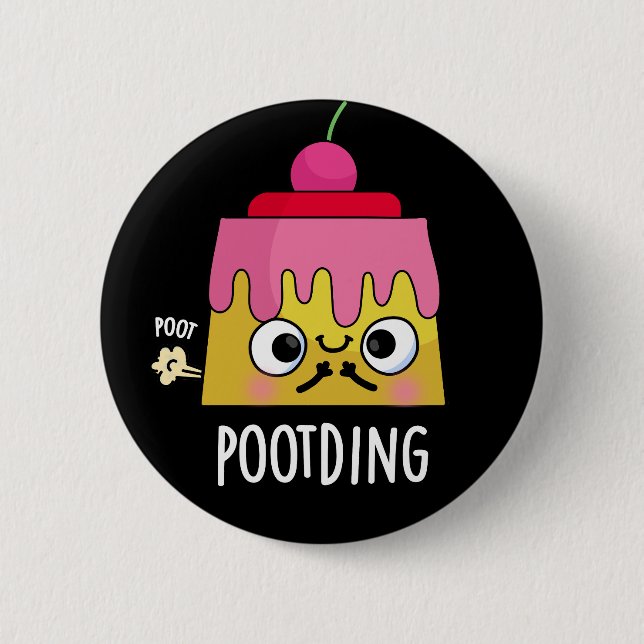 Macaron Rond 5 Cm Poot Drôle Pudding Fart Pun Dark BG (Devant)