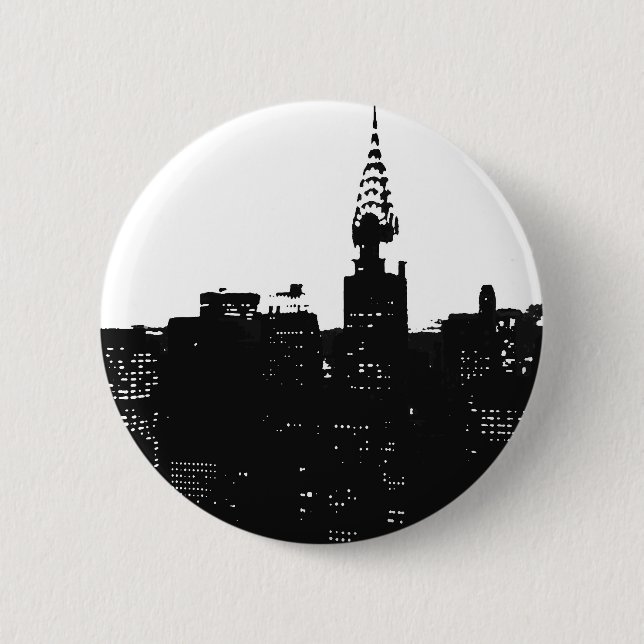 Macaron Rond 5 Cm Pop Art New York Silhouette (Devant)