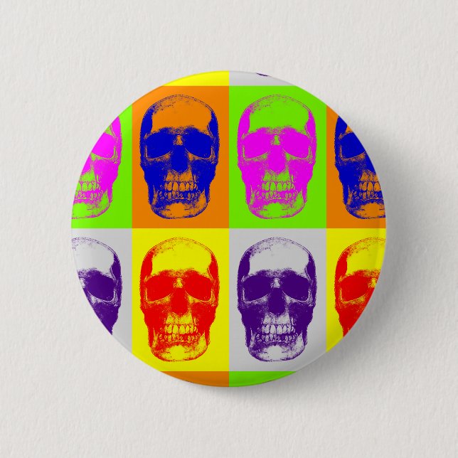 Macaron Rond 5 Cm Pop Art Skull (Devant)