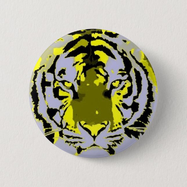 Macaron Rond 5 Cm Pop Art Tiger (Devant)