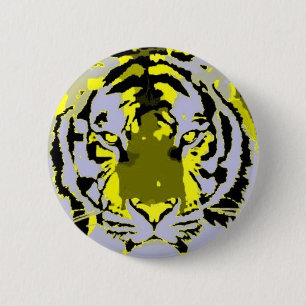 Macaron Rond 5 Cm Pop Art Tiger