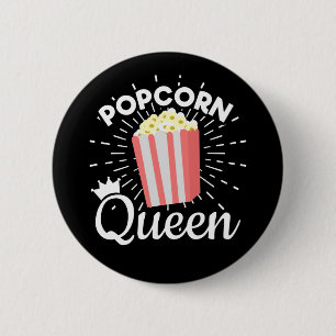 Macaron Rond 5 Cm Popcorn Queen Femmes Filles Film Popcorn Lover