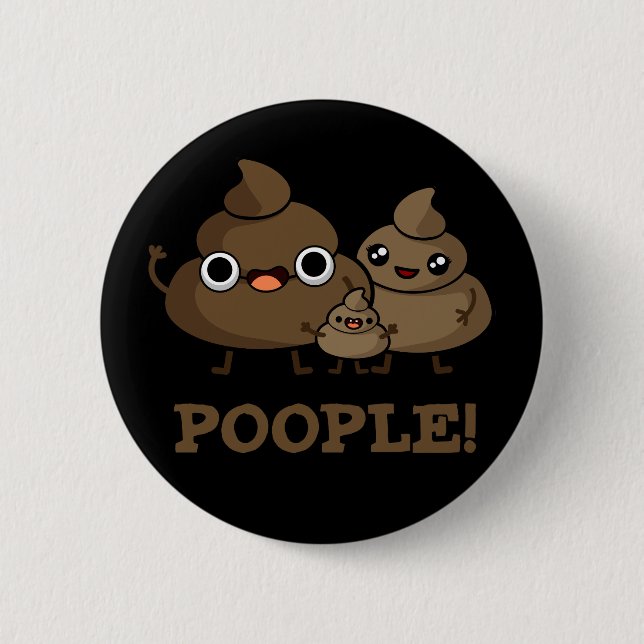 Macaron Rond 5 Cm Popeople Funny Poop Pun Dark BG (Devant)