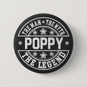 Macaron Rond 5 Cm Poppy L'Homme Le Mythe La Légende Fête des pères