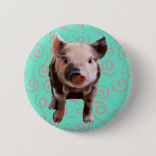 Macaron Rond 5 Cm Porc mignon - remous de bleu et de rose