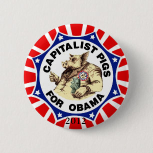 Macaron Rond 5 Cm Porcs capitalistes pour le bouton d'Obama
