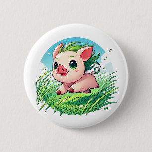 Macaron Rond 5 Cm Porte adorable avec poils verts courant
