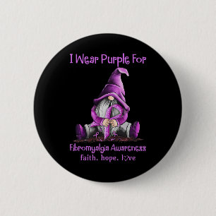 Macaron Rond 5 Cm Porter des Gnomes violets Ruban Fibromyalgie Sensi