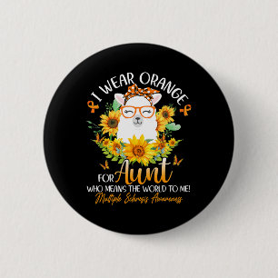 Macaron Rond 5 Cm Porter Orange Pour Ma Tante Ms Awareness Llama Sun