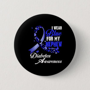 Macaron Rond 5 Cm Portez du bleu pour mon neveu T1d de sensibilisati