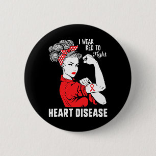 Macaron Rond 5 Cm Portez du rouge pour combattre les maladies cardia