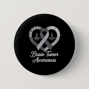 Macaron Rond 5 Cm Portez gris en mai guerrier fort cancer tumeur cér
