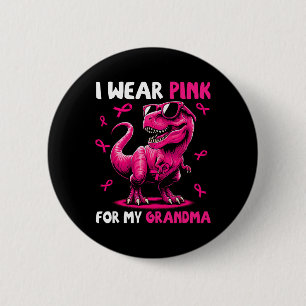 Macaron Rond 5 Cm Portez Le Rose Pour Ma Grande-Mère T-rex Dinosaure