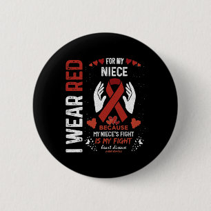 Macaron Rond 5 Cm Portez le rouge pour mon combattant nièce Chercheu