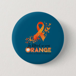 Macaron Rond 5 Cm Portez orange sclérose en plaques sensibilisation