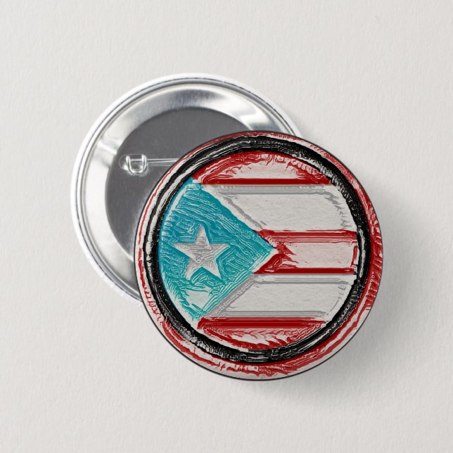 Macaron Rond 5 Cm Portoricain Drapeau rond (Devant & derrière)