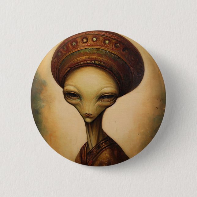 Macaron Rond 5 Cm Portrait Alien antique (Devant)