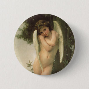 Macaron Rond 5 Cm Portrait d'ange de Cupid (Cupidon) par Bouguereau