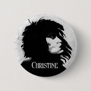 Macaron Rond 5 Cm Portrait de déesse gothique Art original Noir Blan