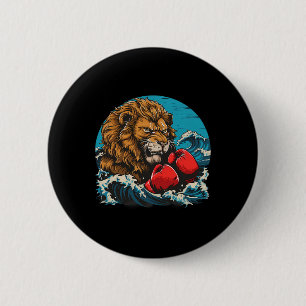 Macaron Rond 5 Cm Portrait de Lion Boxeur Motif Faune Amateur de Kic