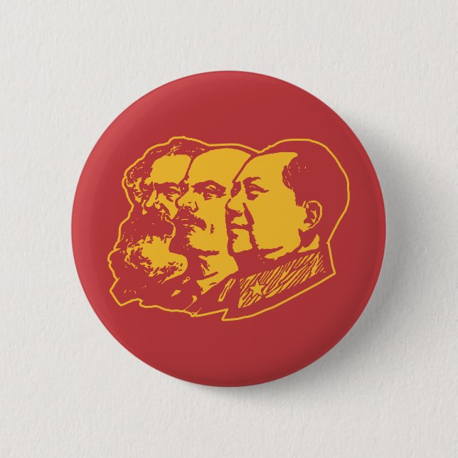 Macaron Rond 5 Cm Portrait de Marx Lénine Mao (Devant)