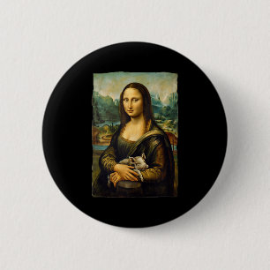 Macaron Rond 5 Cm Portrait de Mona Lisa Cochon Porcelet Art Peinture