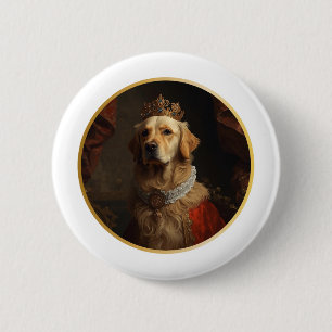 Macaron Rond 5 Cm Portrait de reine Renaissance Golden Retriever