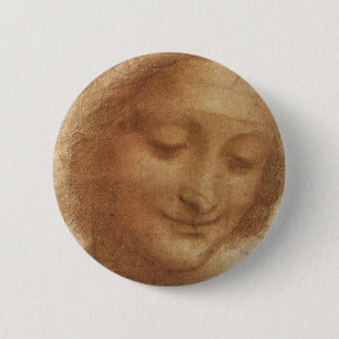 Macaron Rond 5 Cm Portrait de sainte Anne, étude de Léonard de Vinci