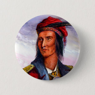 Macaron Rond 5 Cm Portrait de Shawnee Chief Tecumseh