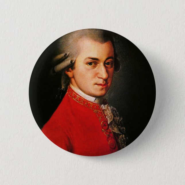 Macaron Rond 5 Cm Portrait de Wolfgang Amadeus Mozart (Devant)