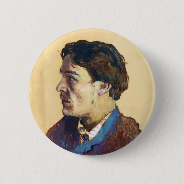 Macaron Rond 5 Cm Portrait d'Isaac Levitan- d'auteur Anton Chekhov (Devant)