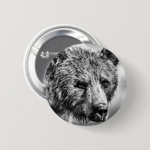 Macaron Rond 5 Cm Portrait d'ours grizzli