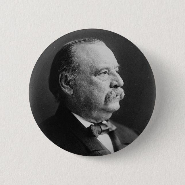 Macaron Rond 5 Cm Portrait du Président Stephen Grover Cleveland (Devant)