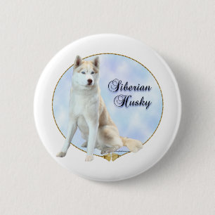 Macaron Rond 5 Cm Portrait sibérien Husky - Bouton