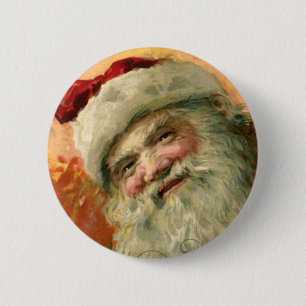 Macaron Rond 5 Cm Portrait victorien du Père Noël, Noël vintage