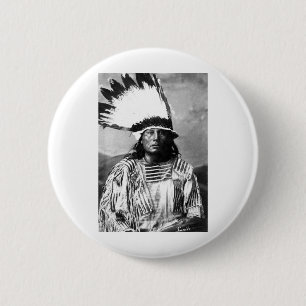 Macaron Rond 5 Cm Portrait vintage indien indigène