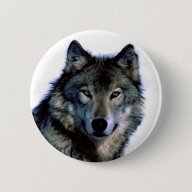 Macaron Rond 5 Cm Portrait Wolf (Devant)