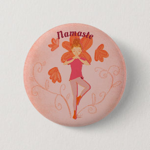 Macaron Rond 5 Cm Pose de l'arbre Namaste