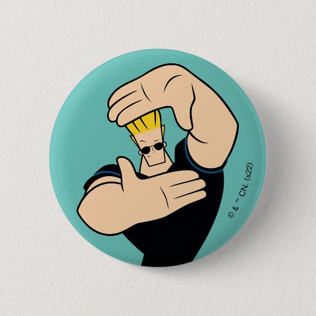 Macaron Rond 5 Cm Pose de trame photo Johnny Bravo (Devant)