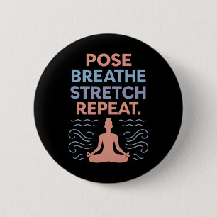 Macaron Rond 5 Cm Pose Respirer Étirer Répéter Yoga Zen Flow Design